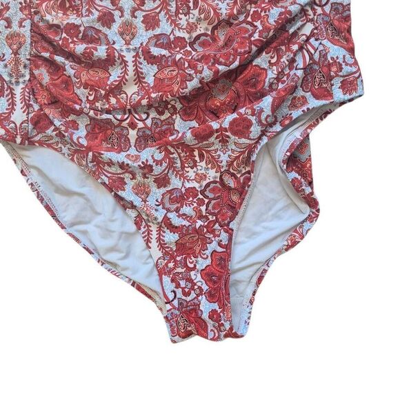 Niptuck Women's Red/Baby Blue/White Nylon Spandex Multifit Cup One Piece Swimsui - Picture 10 of 10